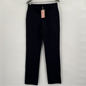 Quince Women's Navy Blue Ultra-Stretch Ponte Pant Straight Leg M Tall 32" Career